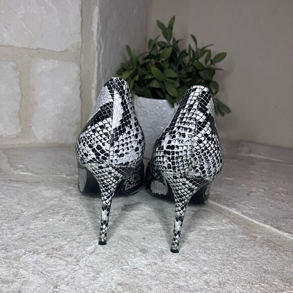 Aldo Snakeprint Pointed Toe scalloped Heels sz 11 - Picture 5 of 9